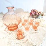 Art Deco-style pink liquor service