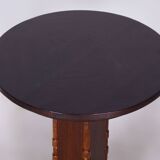 Restored Art Deco Small Table, Oak, Brass, Revived Polish, Czechia, 1920s