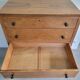 Commode anglaise haute 5 tiroirs marqueterie en ronce