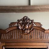 Antieke eiken houten boekenkast, vitrinekast, winkelkast, servieskast.