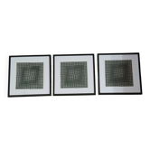 Trio Vintage Optical Art Tableaux - Victor Vasarely - Frames 40x40cm