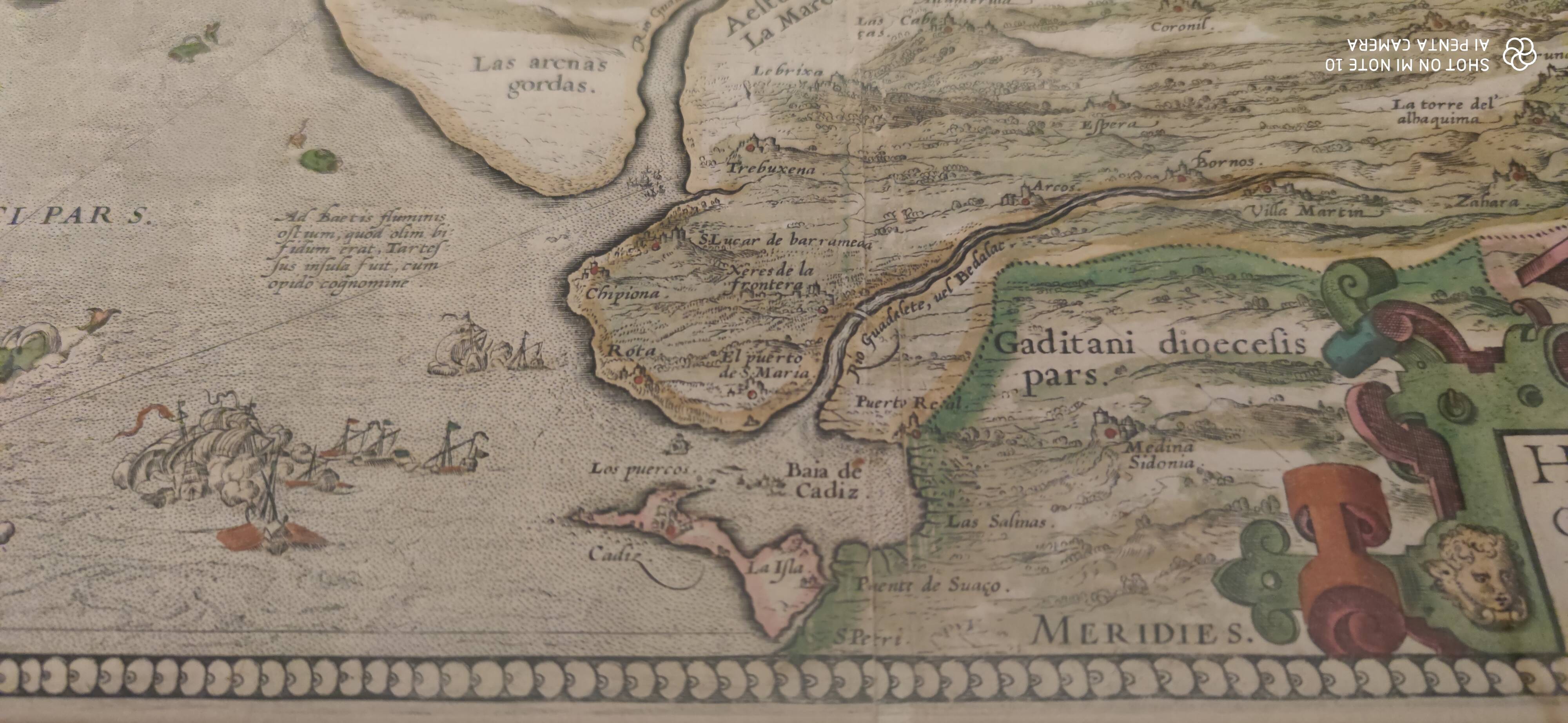 Painting engraving map Andalusia signed 1579