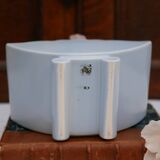 Vintage pink and blue ceramic basket vase