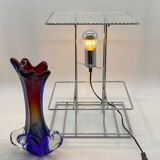 Large geometric chrome and plexiglass lamp, 1970s