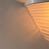 Pair of vintage white lacquered metal and sandblasted glass wall lights, Artemide Italy 1970
