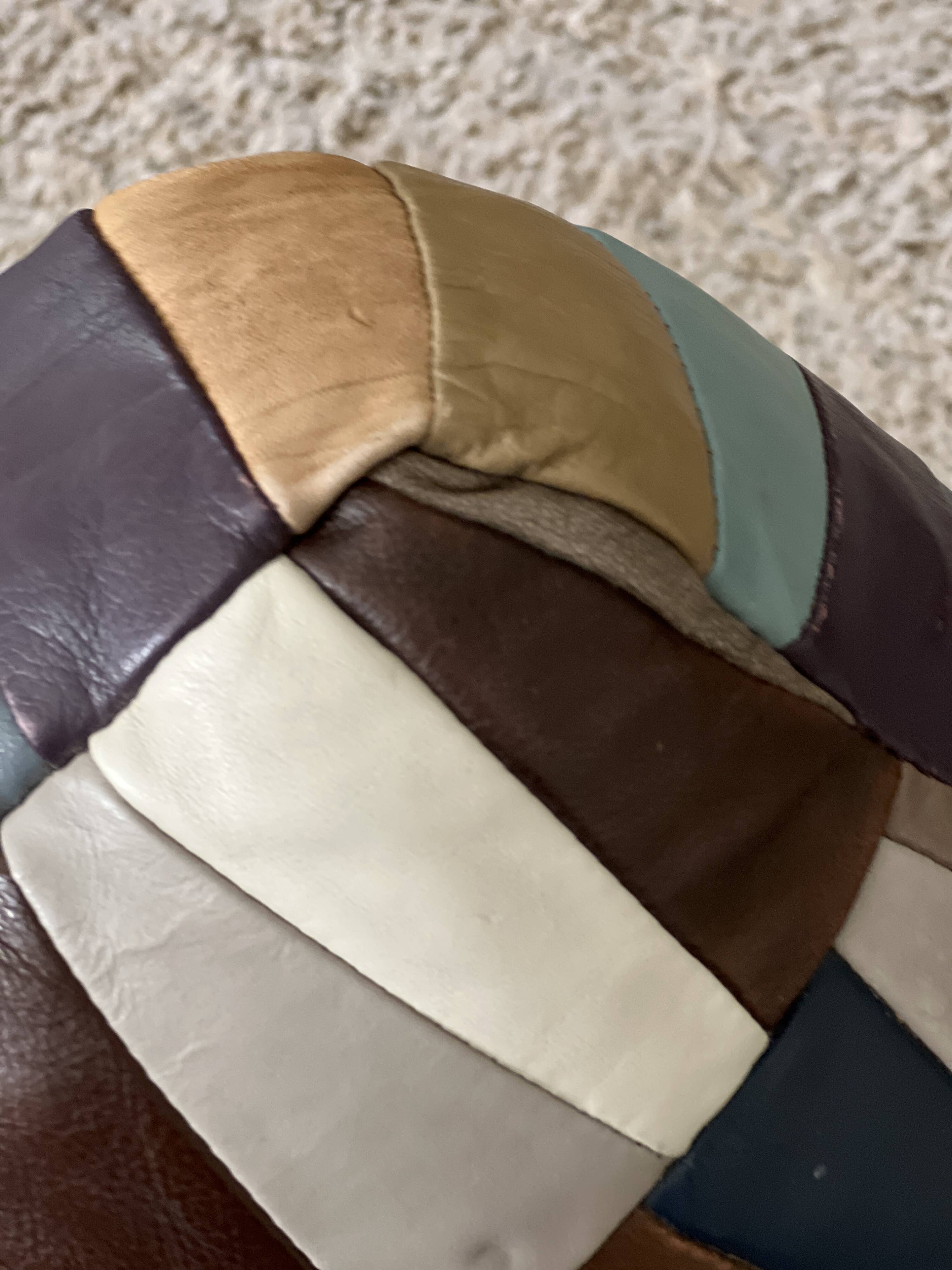 Pouf/chest or Ottoman “Harlequin” leather 1970
