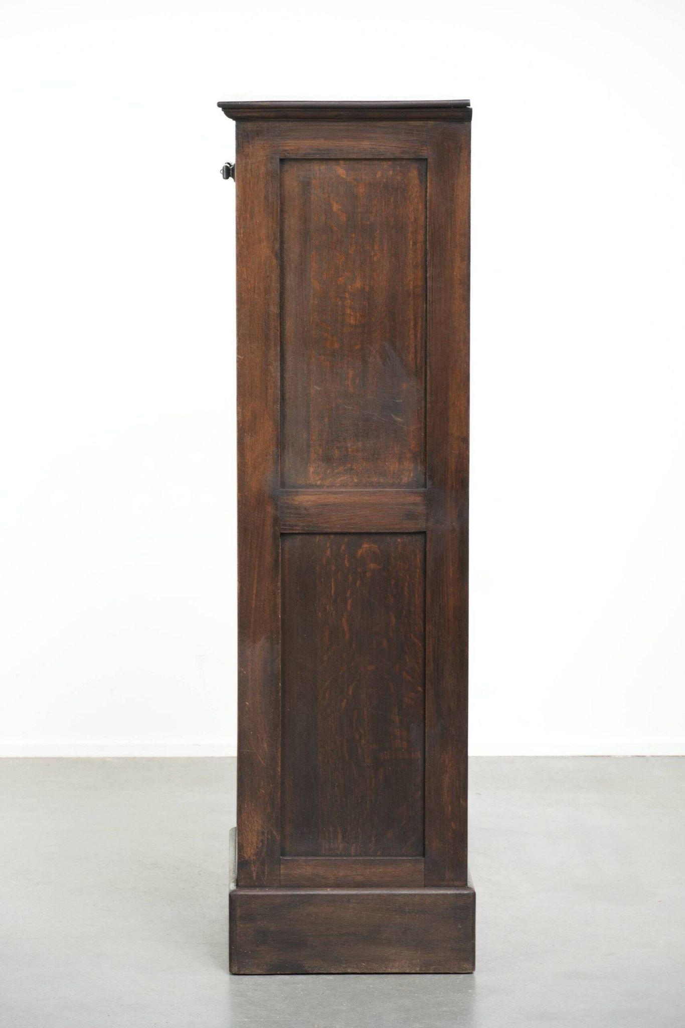 English antique archive cabinet with oak roll-up door from the 20th century