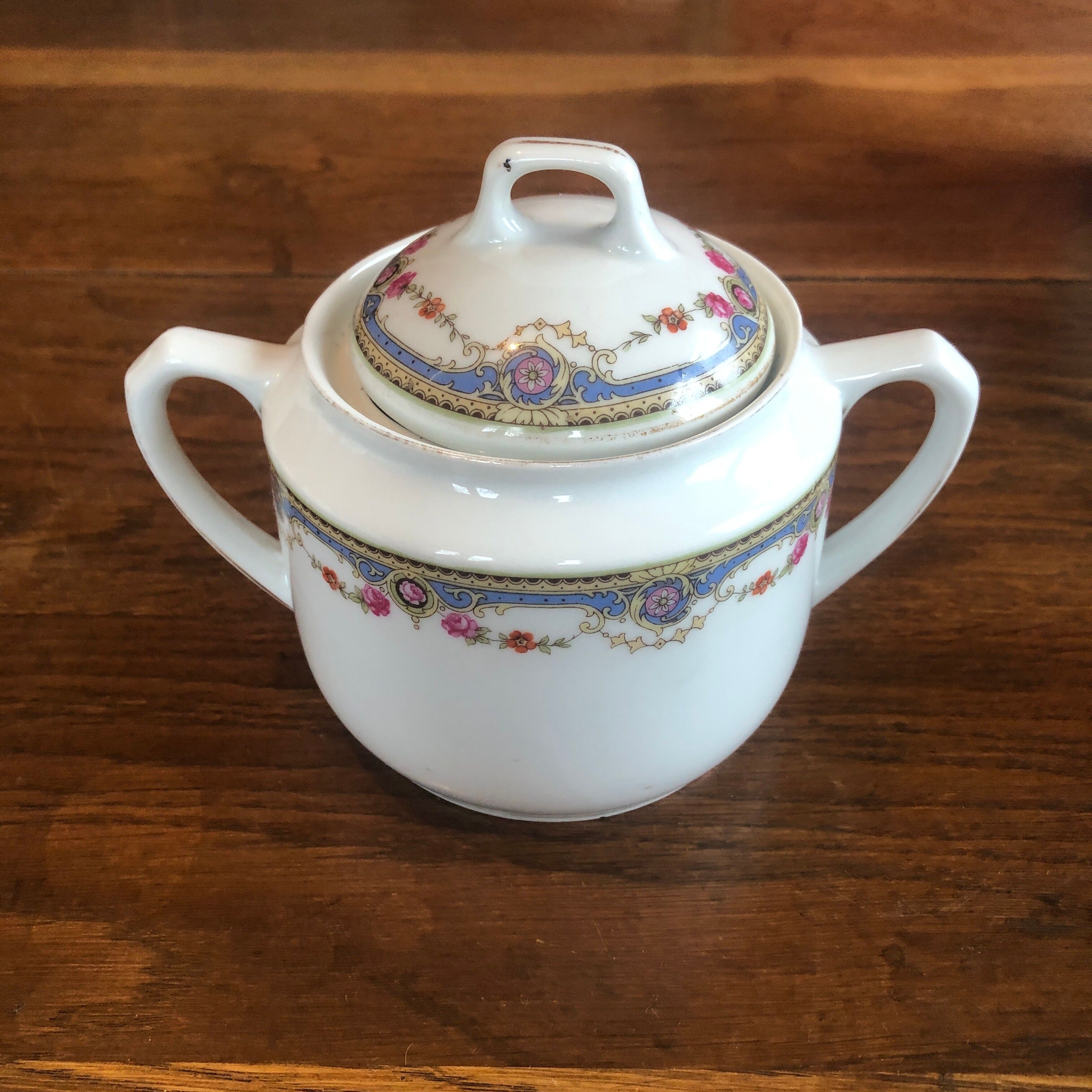 Ancient sugar bowl porcelain