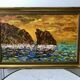 Oil painting on canvas landscape sunset framed vintage
