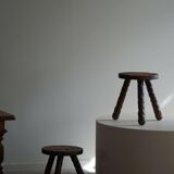 A pair of Wabi Sabi stools carved from pine, mid-century modern Swedish style, 1960s.