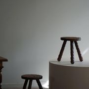 A pair of Wabi Sabi stools carved from pine, mid-century modern Swedish style, 1960s.