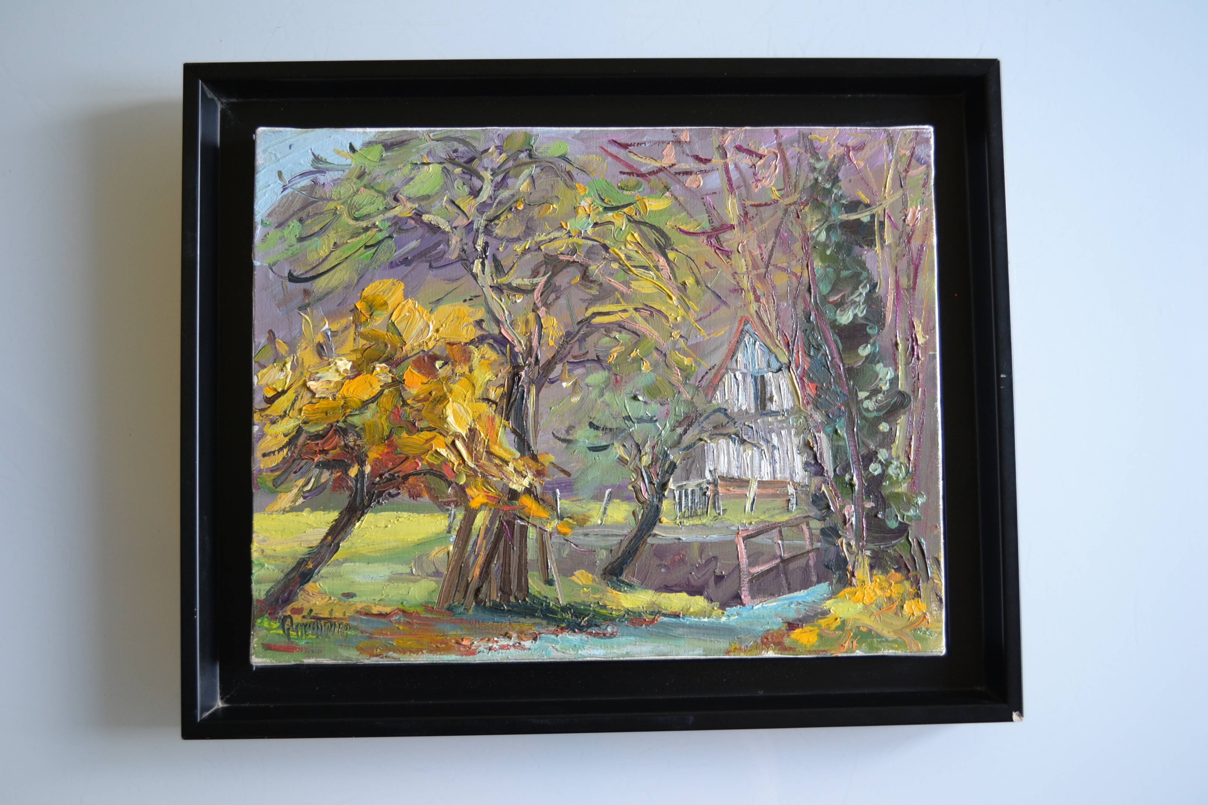 Rural landscape painting HST signed and framed