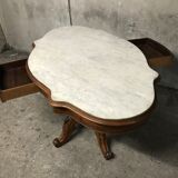 Side table Louis Philippe walnut and marble