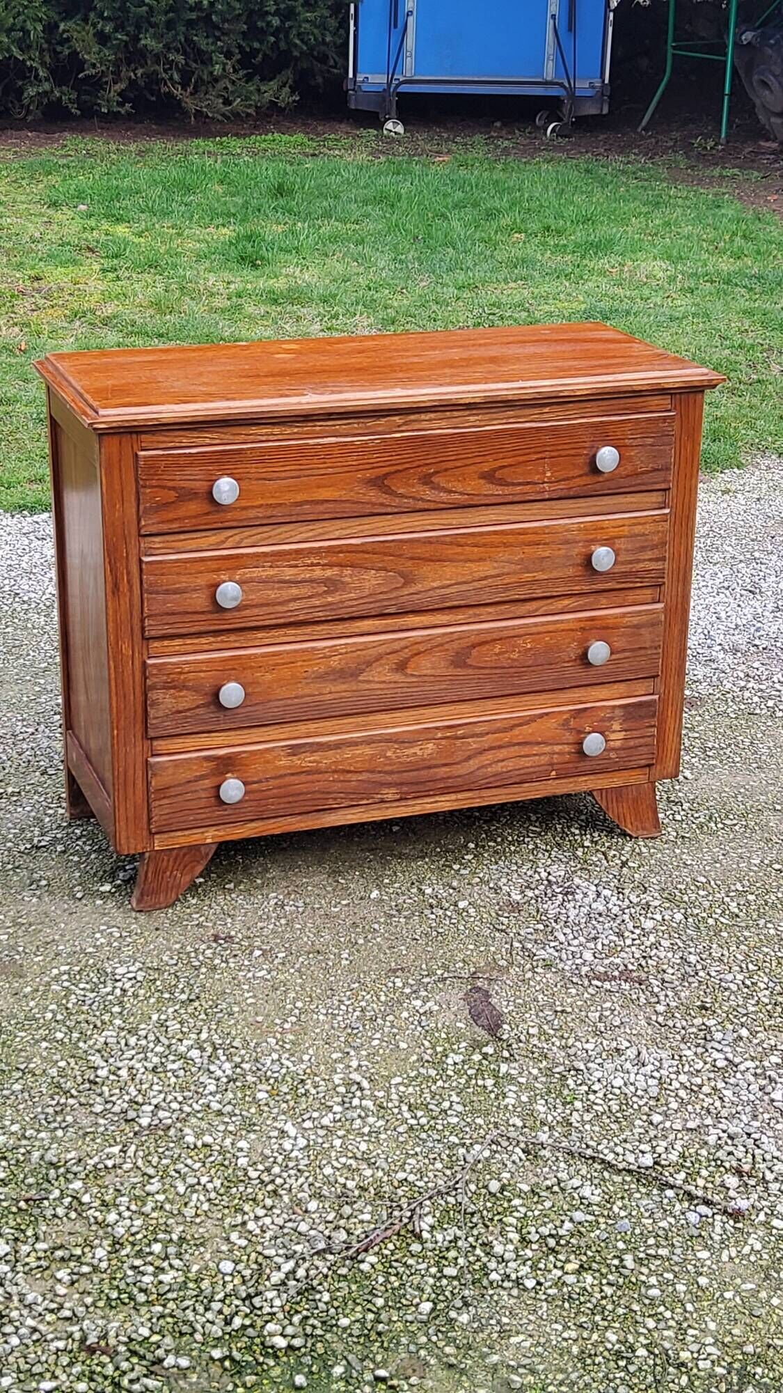 Vintage oak chest of drawers from the 50s compass feet 4 drawers