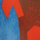 Serge poliakoff: blue and red composition - original lithograph
