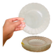Duralex dessert plates in the shape of a daisy flower, transparent glass