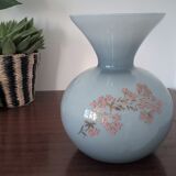 Vase rond en opaline bleu gris