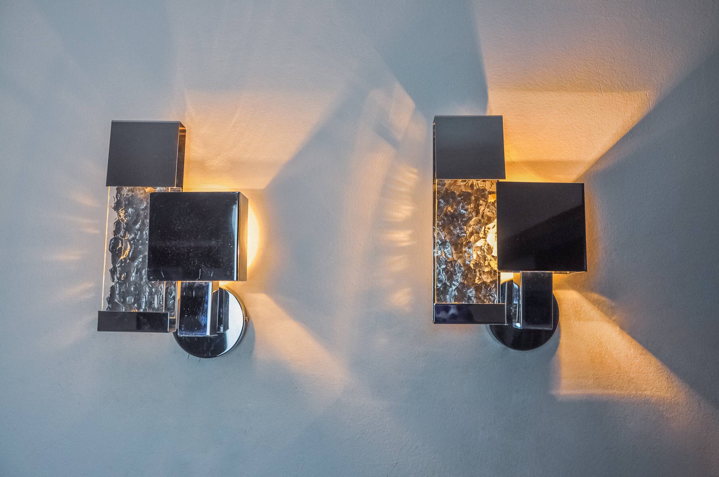 Pair of Space Age wall lights, Italy, 1970