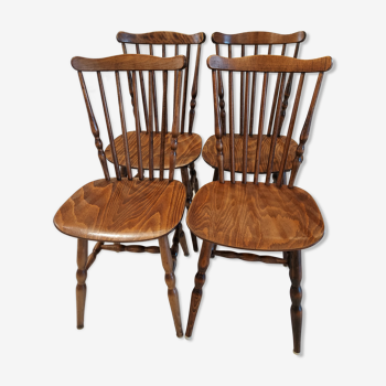 Suite de 4 chaises de Bistrot Baumann vintage années 1970