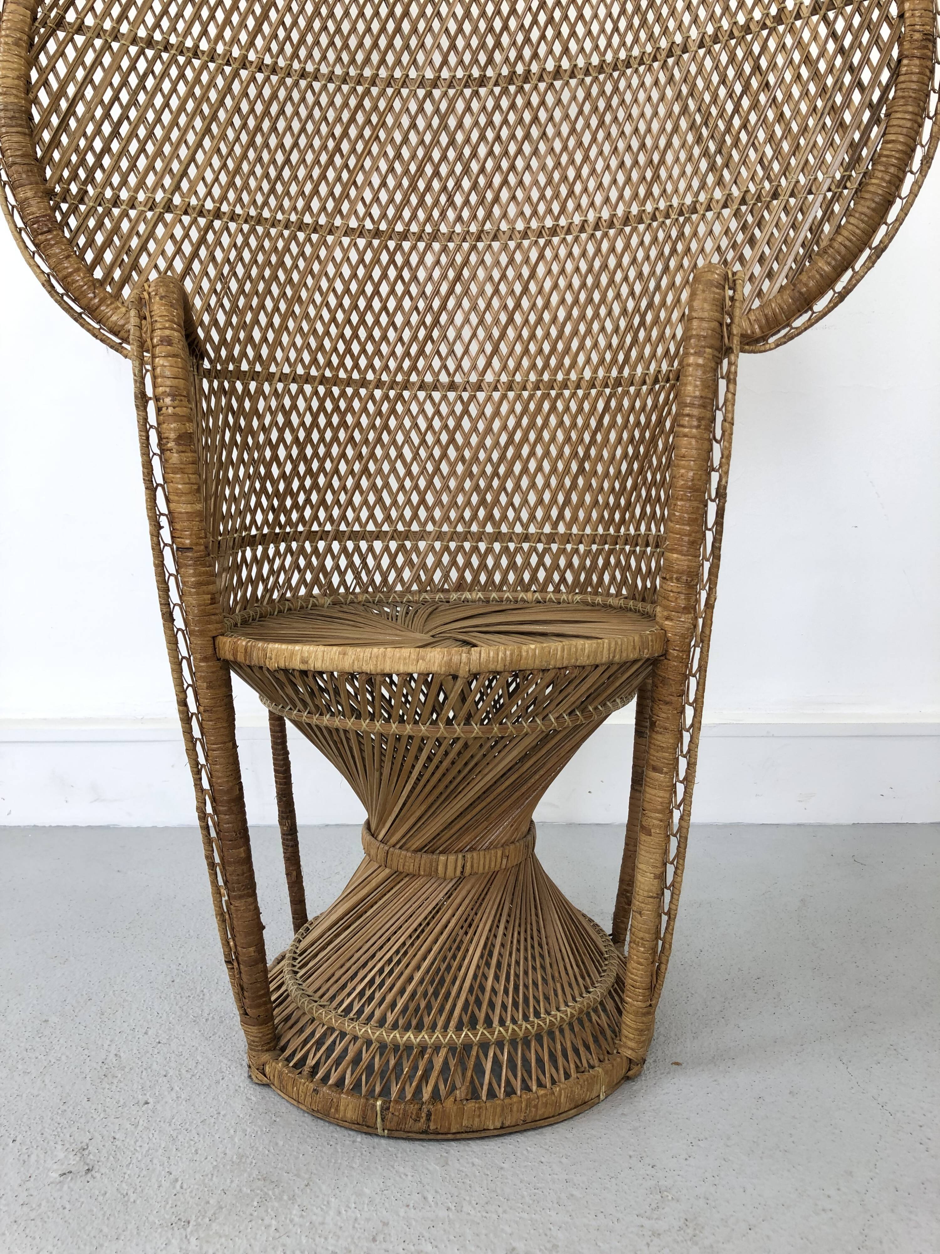 Vintage rattan and wicker peacock chair