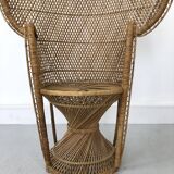 Vintage rattan and wicker peacock chair
