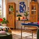 Rare pair of Art Deco glass columns in solid walnut – renovated