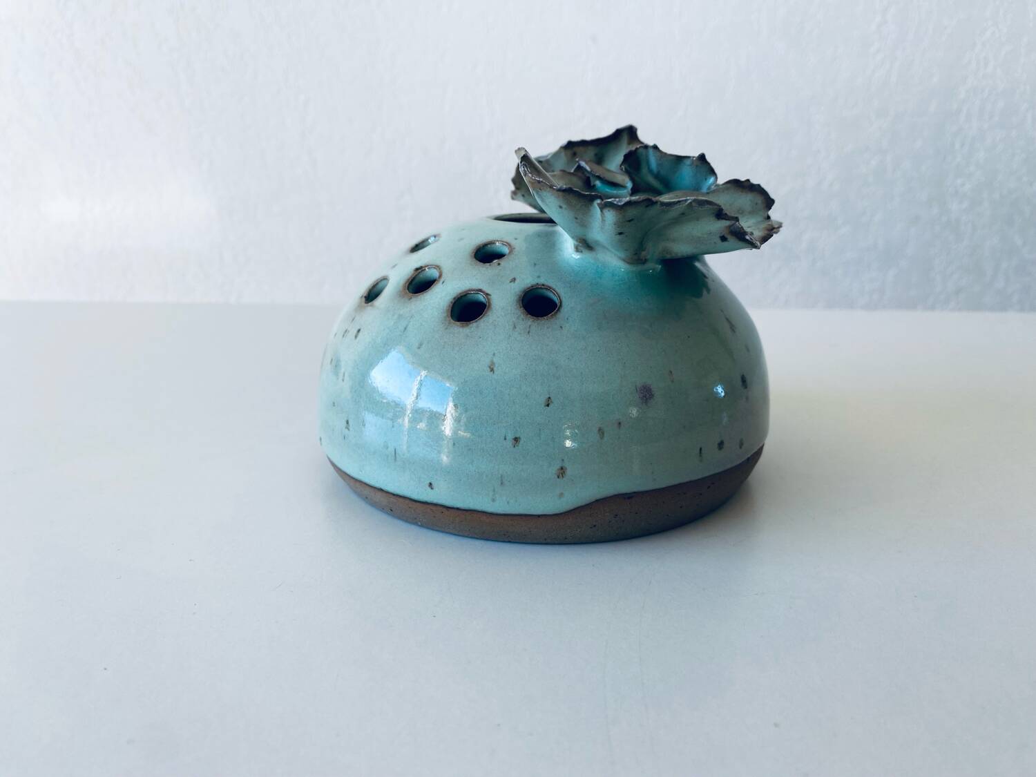 Signed stoneware flower vase