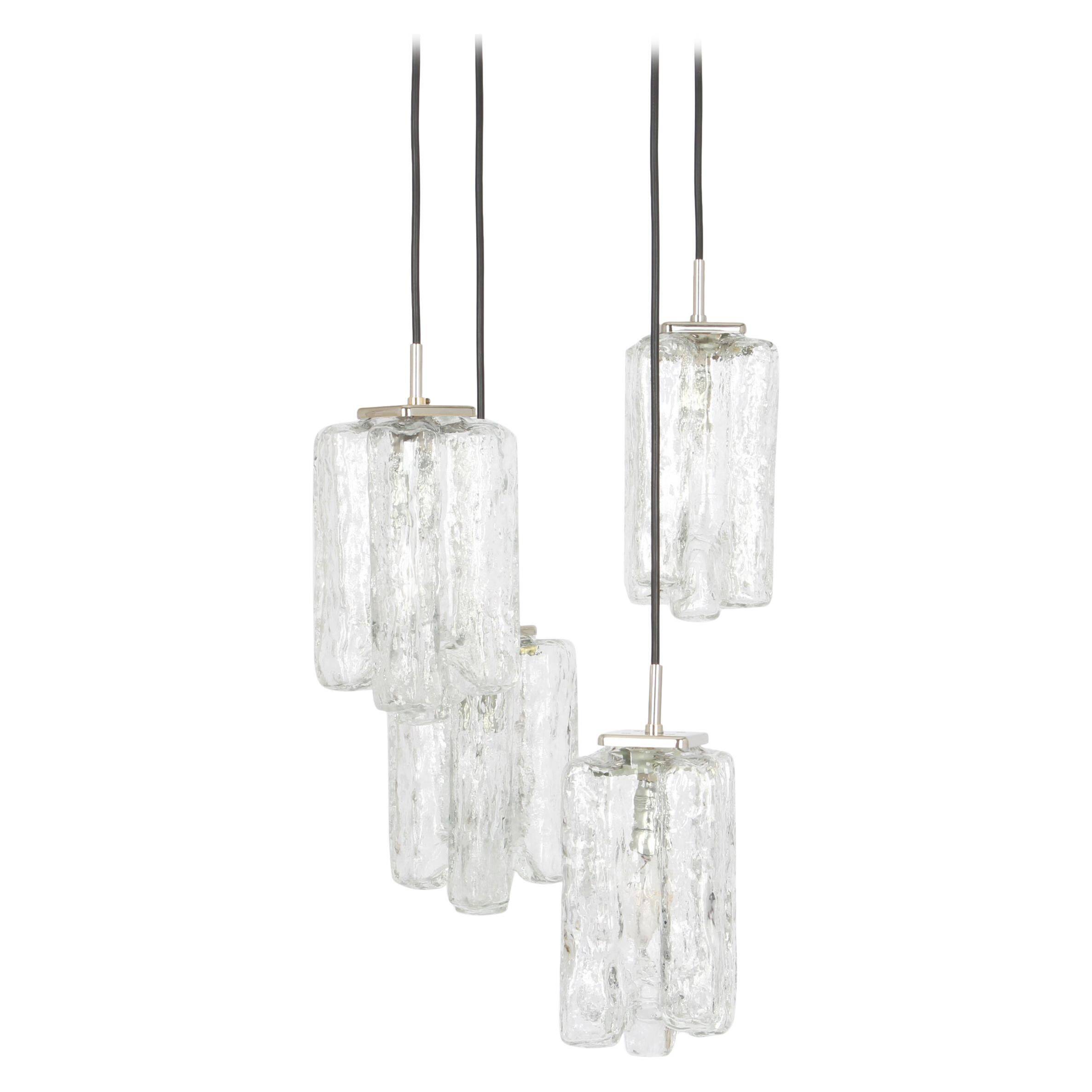 Superb cascading chandelier design in Murano glass by Kalmar, Austria, 1970s.