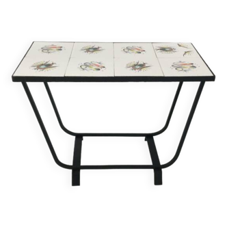 Ceramic and wrought iron side table