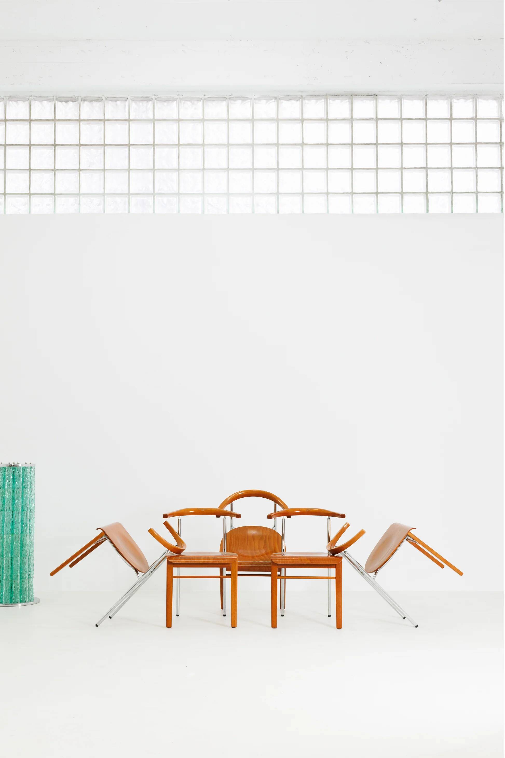 Set of 6 Italian cherry wood chairs