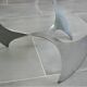 Propeller Round Coffee Table (Helix) by Knut Hesterberg Glass Plate and Metal Base