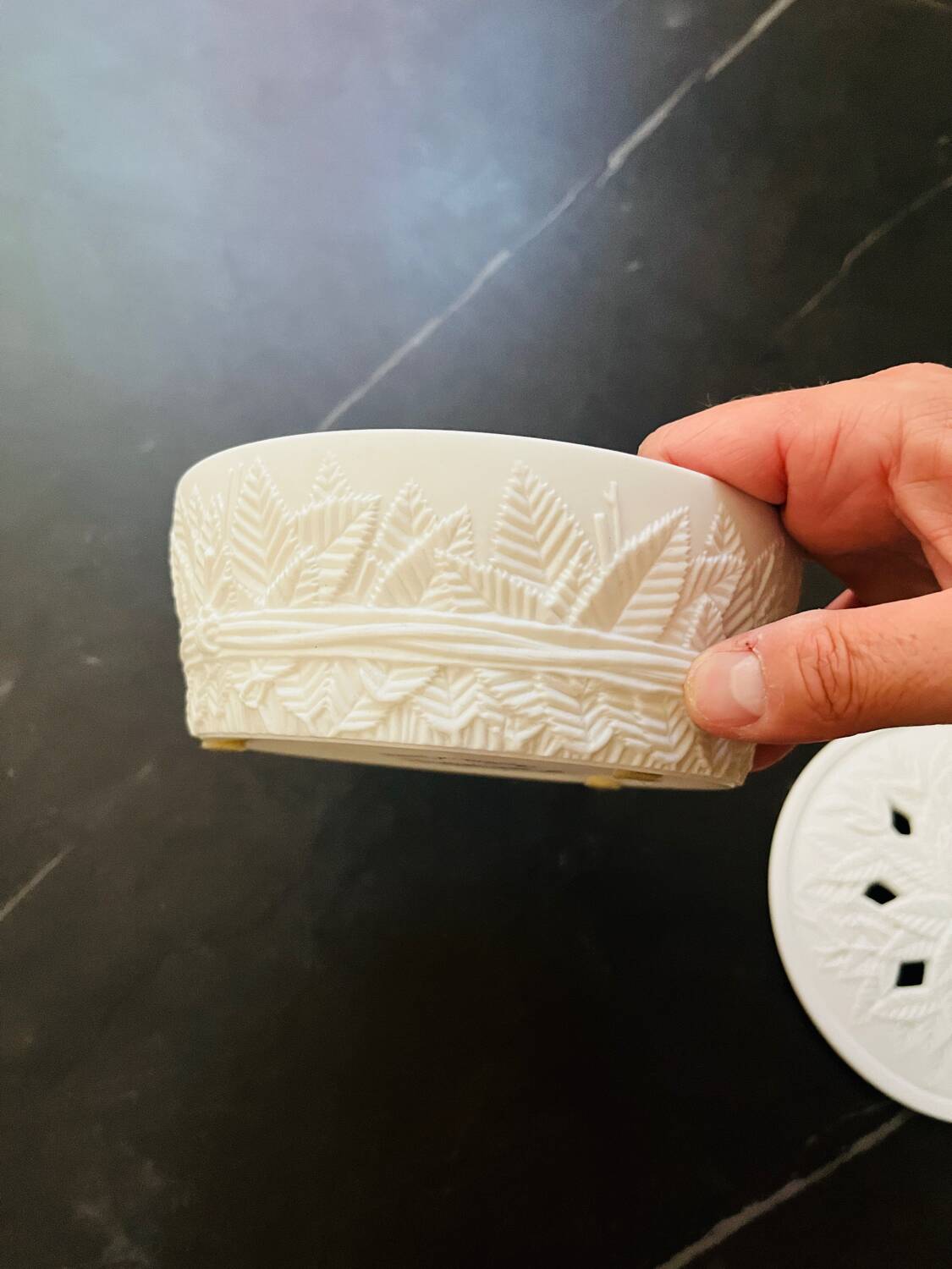 Candy jar in biscuit porcelain signed Bernardaud Limoges