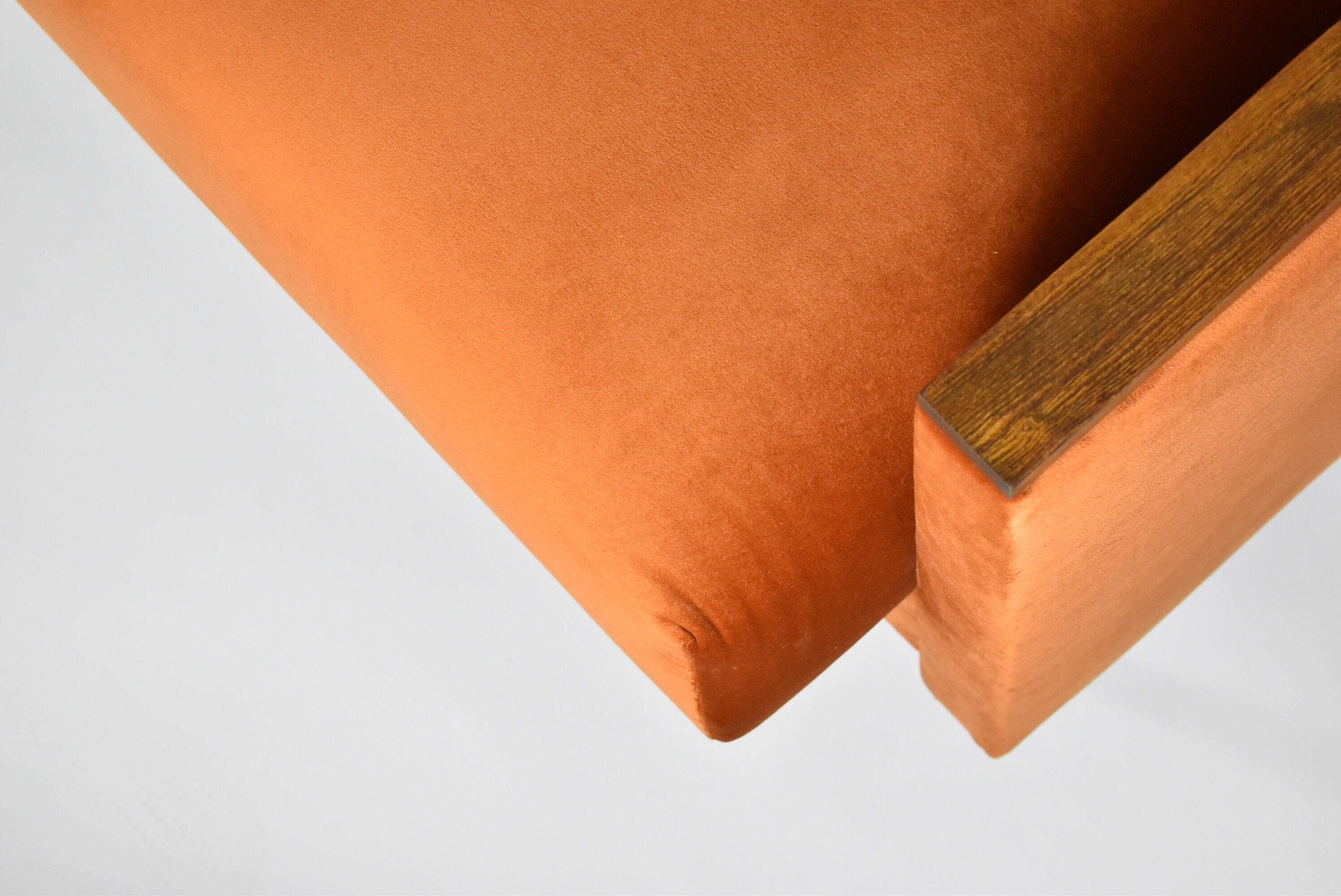 Original foldable couch, russet velvet, restored, 1960s