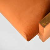 Original foldable couch, russet velvet, restored, 1960s