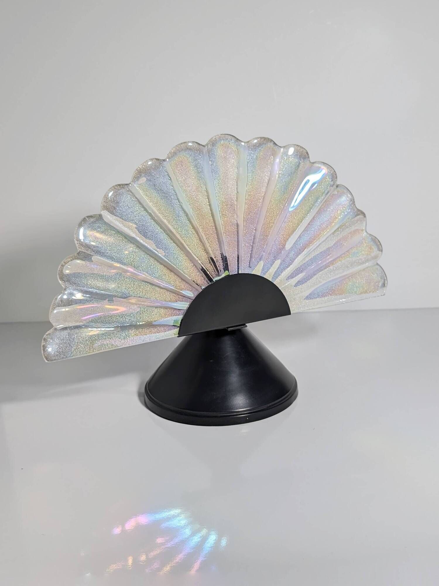 Vintage Murano table lamp 80s art deco iridescent fan