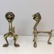 Pair of bronze andirons with lions