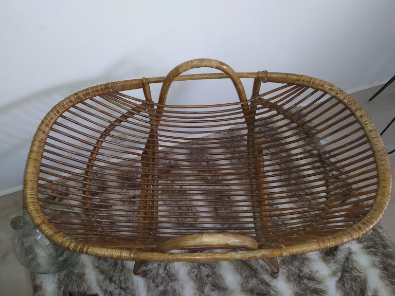 Vintage rattan cradle