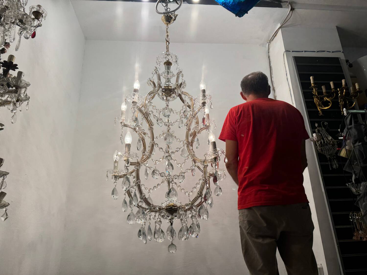 Lot de 2 grands lustres en cristal de Murano