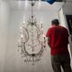 Lot de 2 grands lustres en cristal de Murano