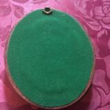 Miniature on ivory young woman elegant oval frame