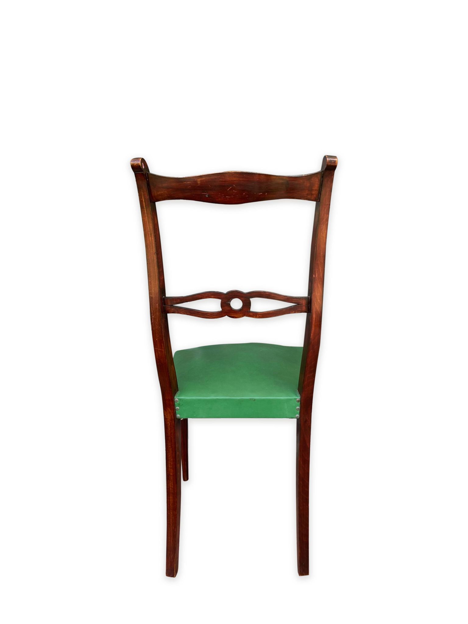 Ensemble italien de six chaises vintage noires et vertes 1960