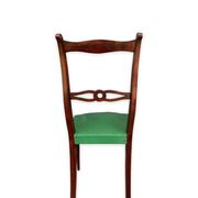 Ensemble italien de six chaises vintage noires et vertes 1960