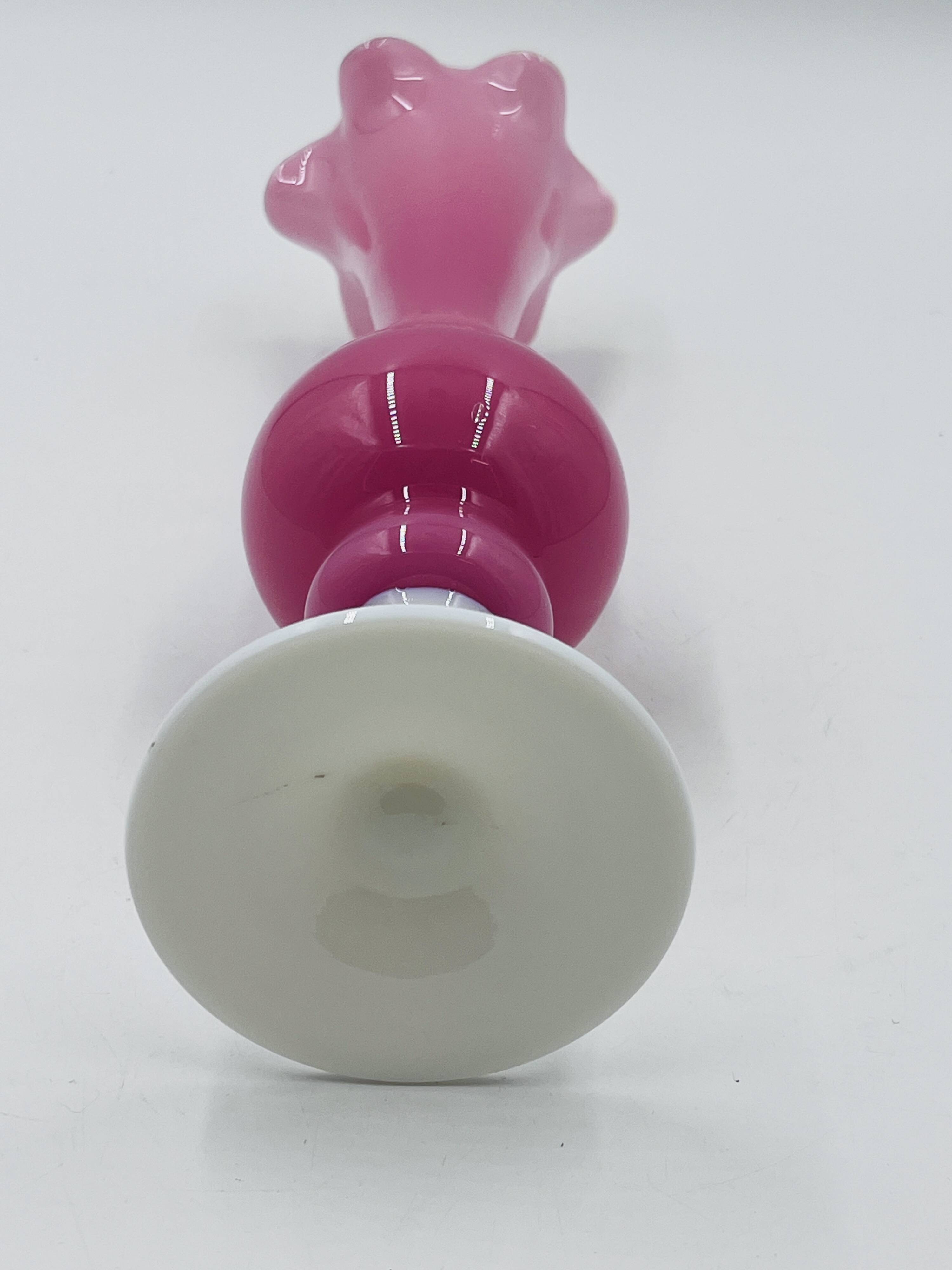 Pink and white opaline vase 31 cm