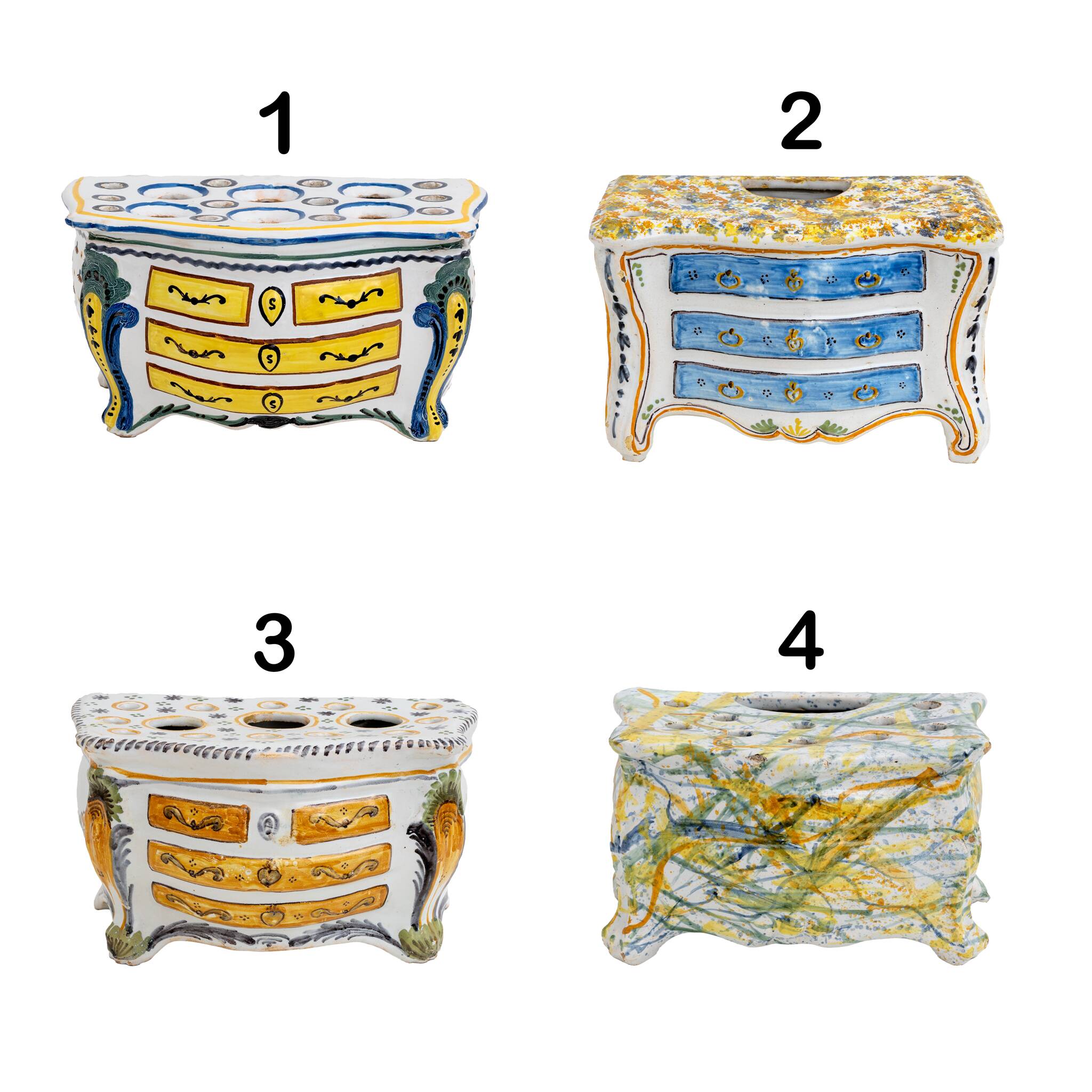 Second Half 18th Century France Shaped Planters "Commode" Nevers Manufactur