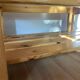 Vintage coffee table in pine and smoked glass