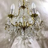 Cage chandelier 6 lights in bronze and crystal