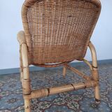 Rattan and bamboo armchair, 70s