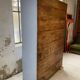 Blue patinated workshop furniture locker room