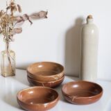 Set of 4 plates in sandstone of Saint Amand signed