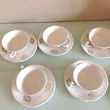 White porcelain coffee service with golden flowers / vintage 50s-60s